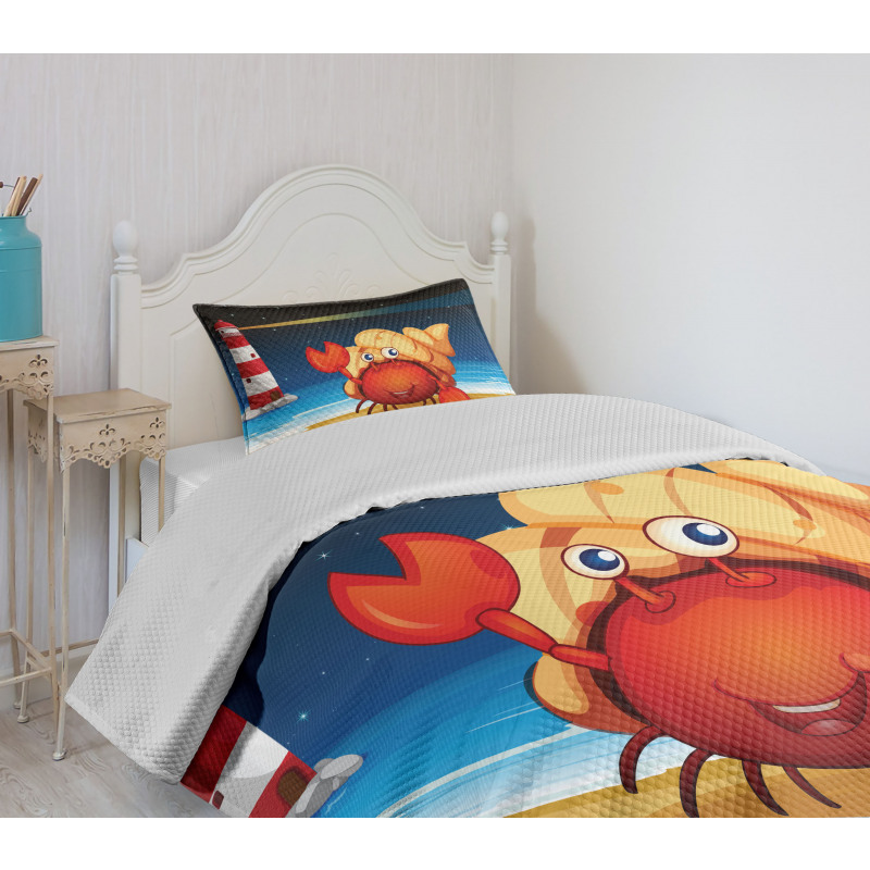 Marine Life Lighthouse Bedspread Set