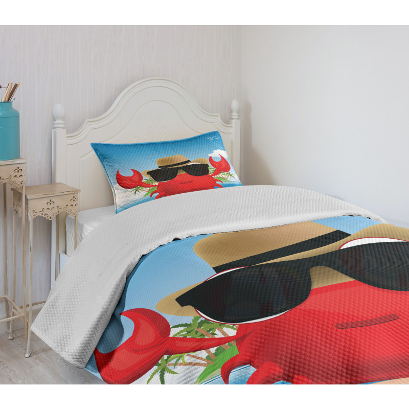 Crustacean Sunglasses Hat Bedspread Set