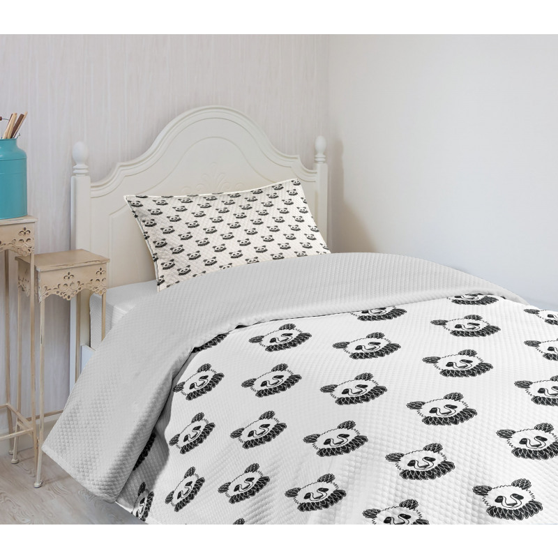 Panda Bear Portraits Bedspread Set