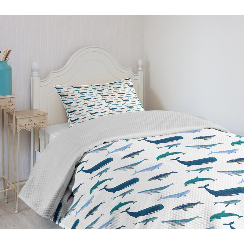 Swimming Marine Animals Bedspread Set
