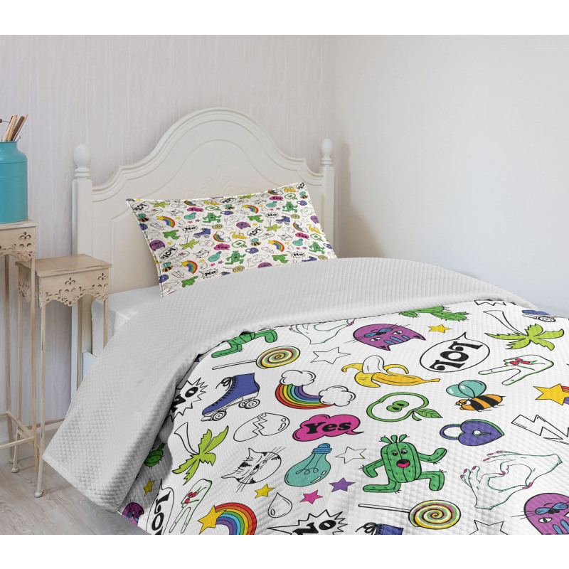 Colorful 80s Comic Set Bedspread Set