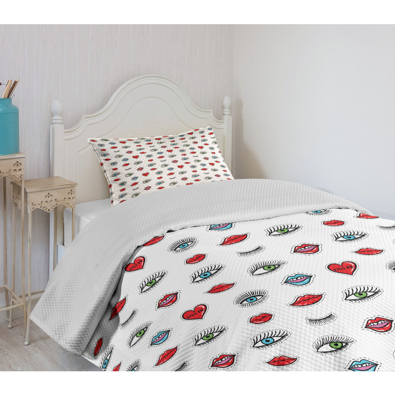 Eyes Hearts Lips Beauty Bedspread Set