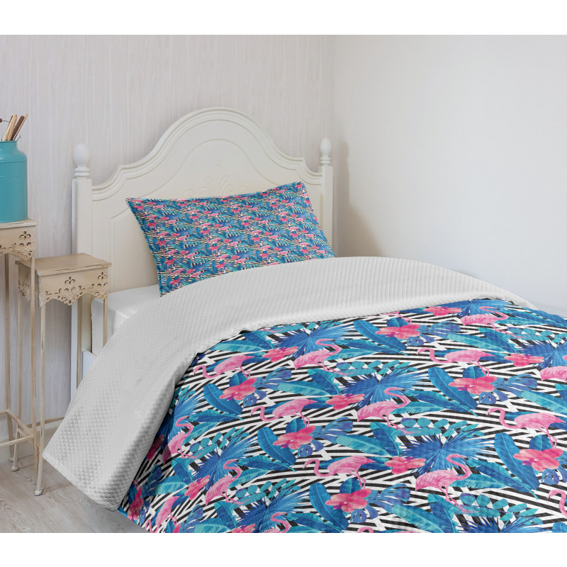 Watercolor Flamingo Bedspread Set
