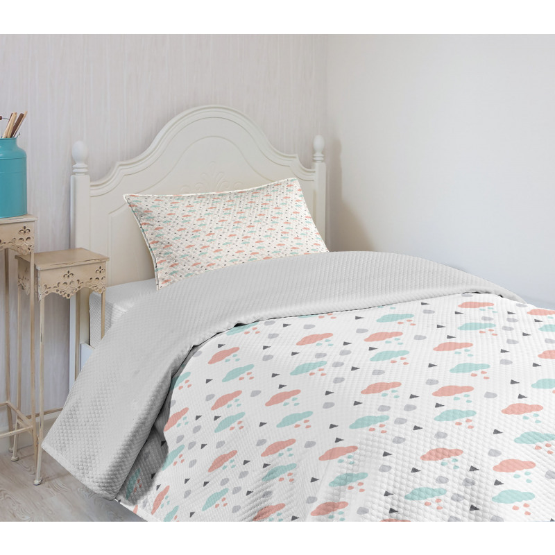 Clouds Raindrops Winter Bedspread Set