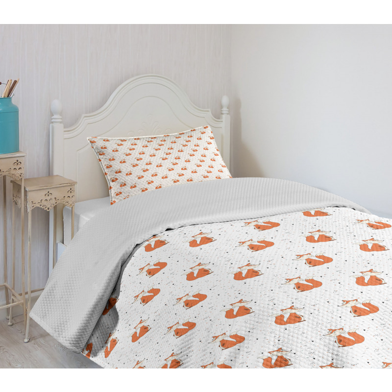 Orange Forest Animal Bedspread Set
