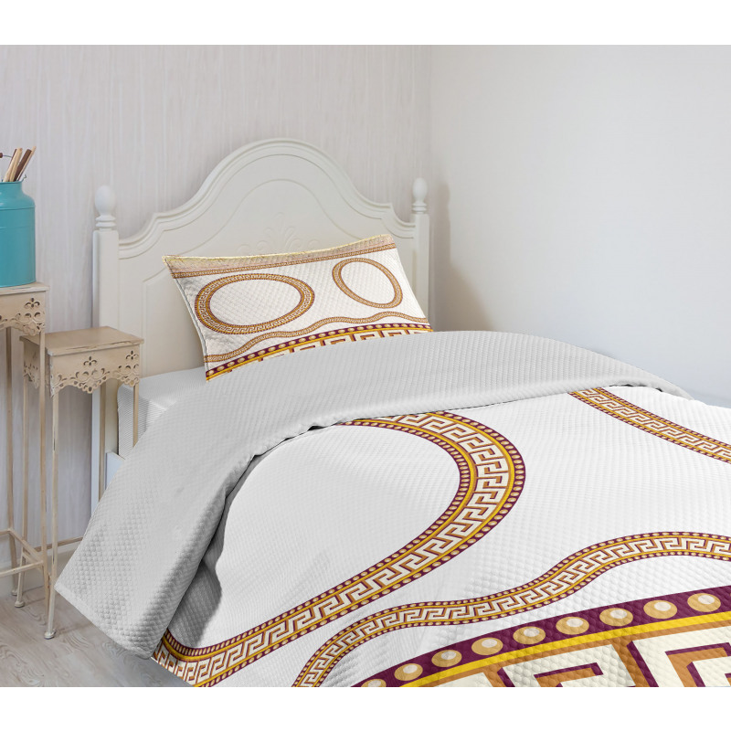 Fret Borders Circles Bedspread Set