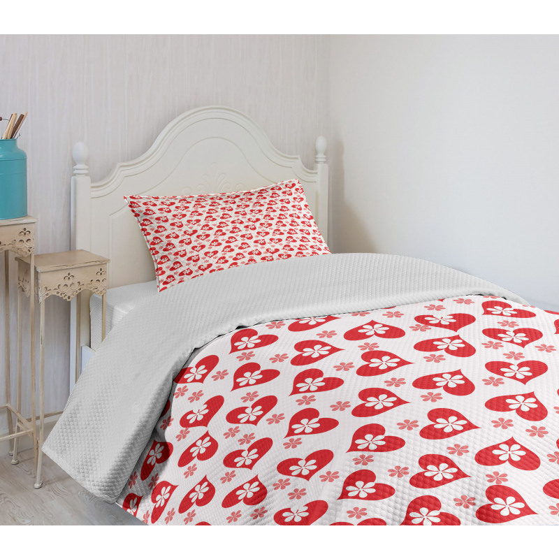 Flowers Valentines Day Bedspread Set