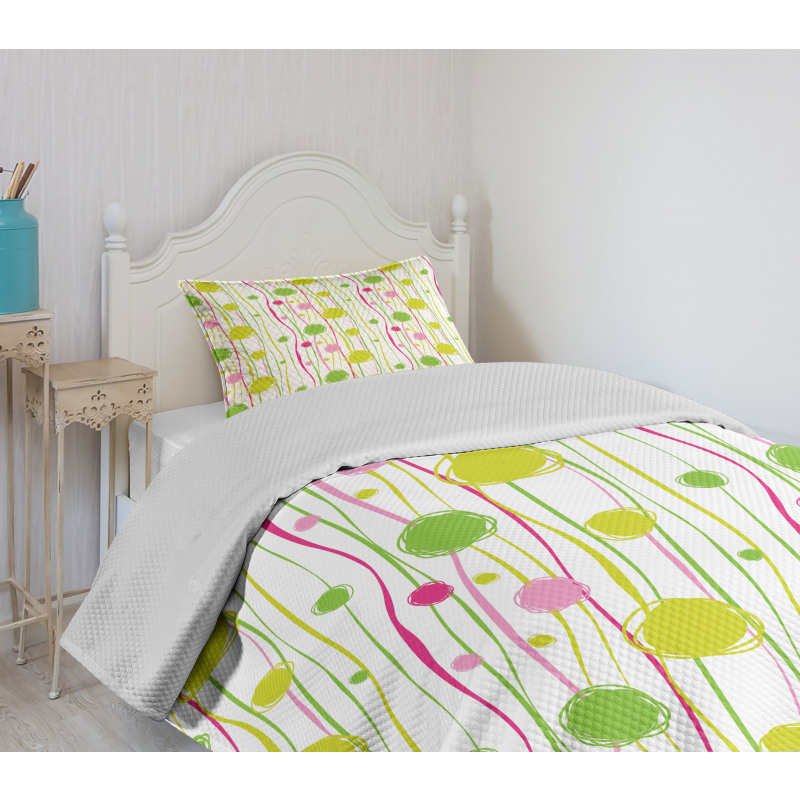 Doodle Stripes Dots Bedspread Set