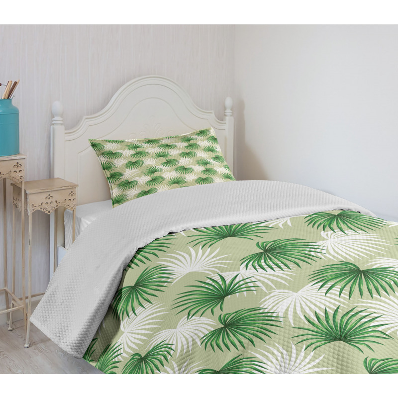 Palm Tree Island Foliage Bedspread Set