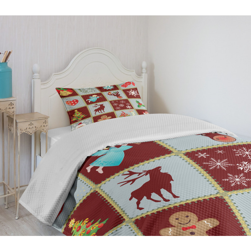 Xmas Tree Reindeers Bedspread Set