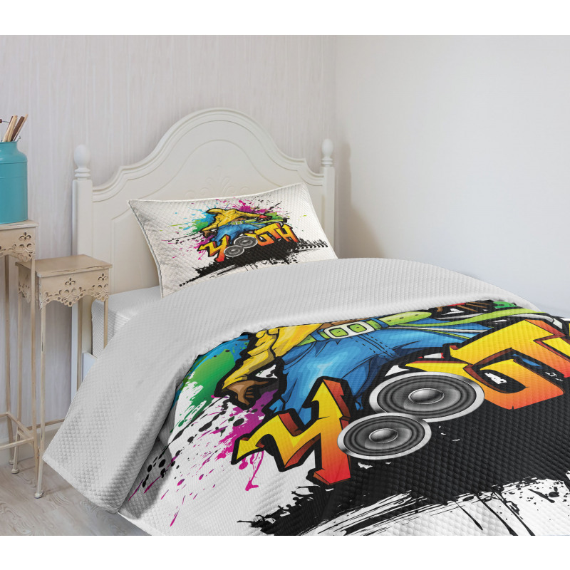 Young Man Hip Hop Culture Bedspread Set