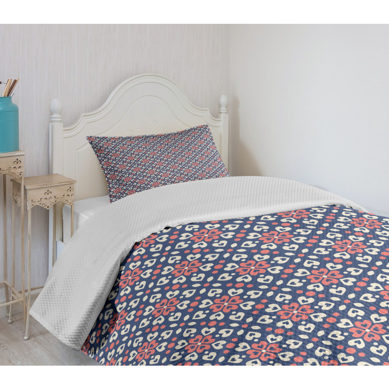 Floral Hearts Mosaic Bedspread Set