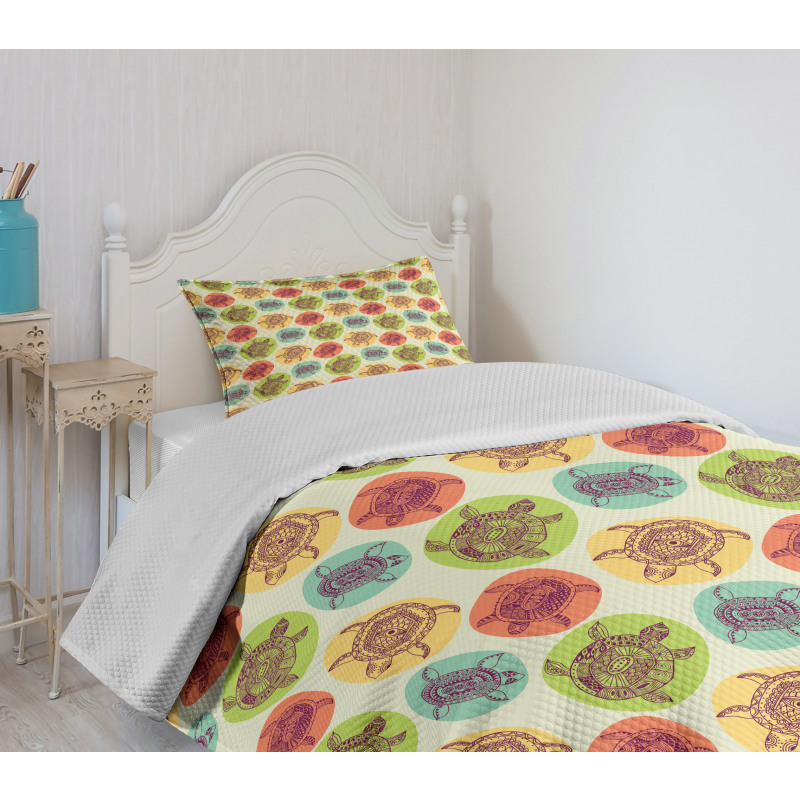 Sea Animals Color Blots Bedspread Set