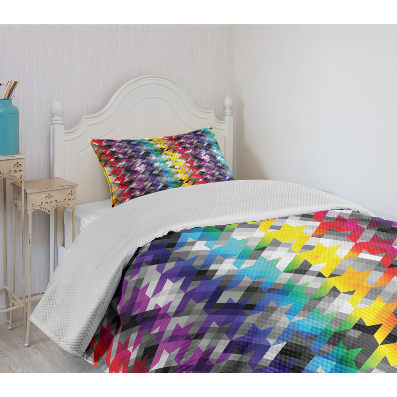 Diagonal Houndstooth Bedspread Set