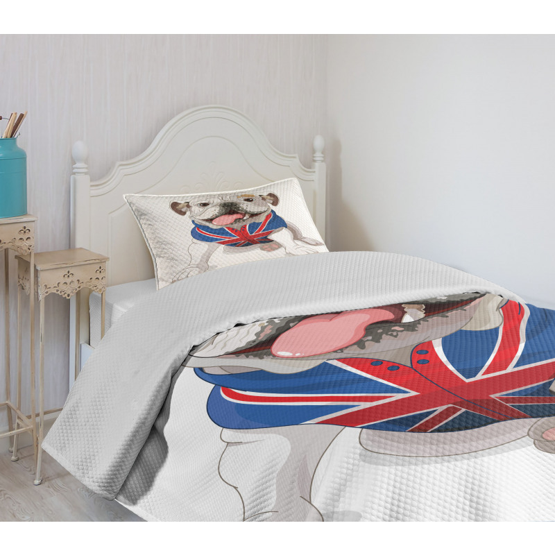 Puppy with Flag Bedspread Set