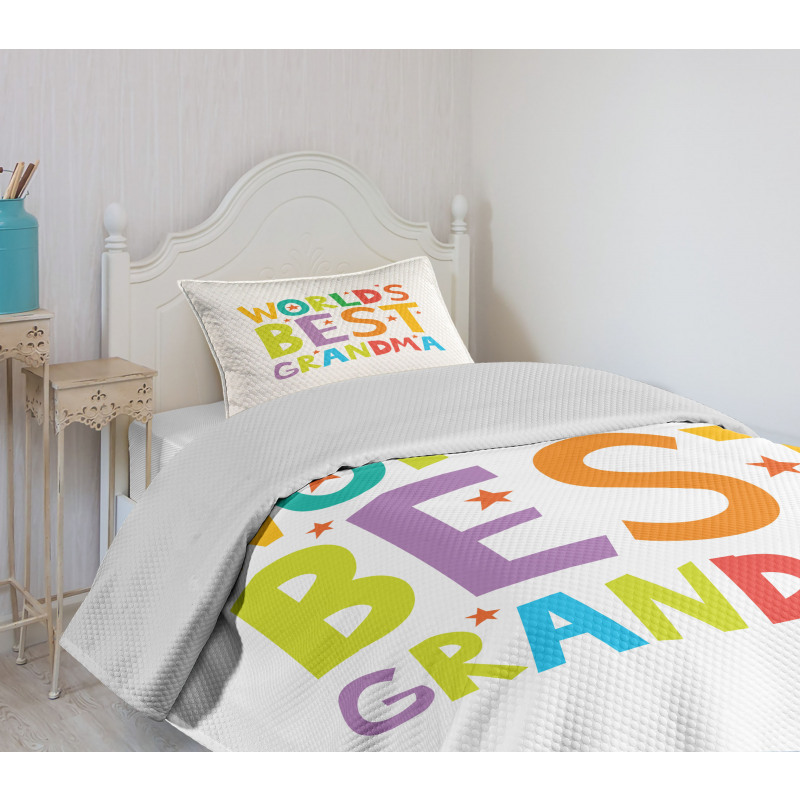 Cartoon Style Lettering Bedspread Set