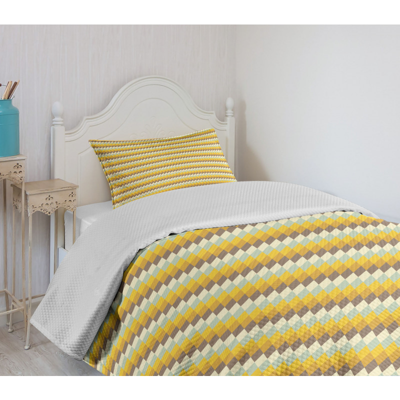 Herringbone Mosaic Lines Bedspread Set