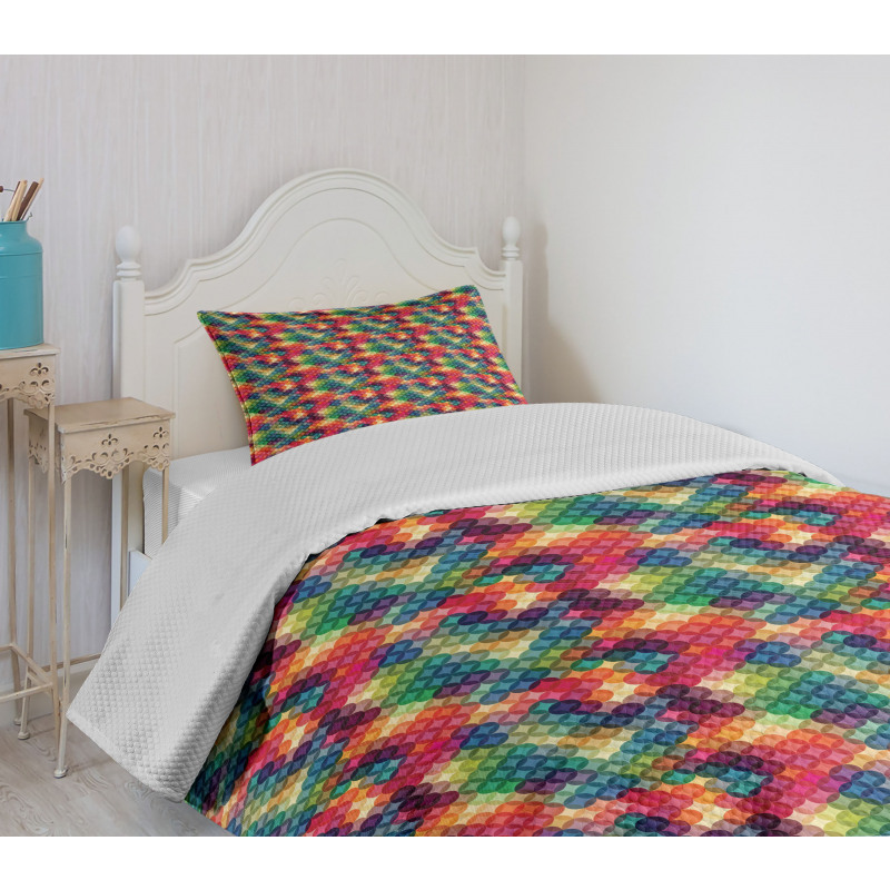 Colorful Circle Design Bedspread Set