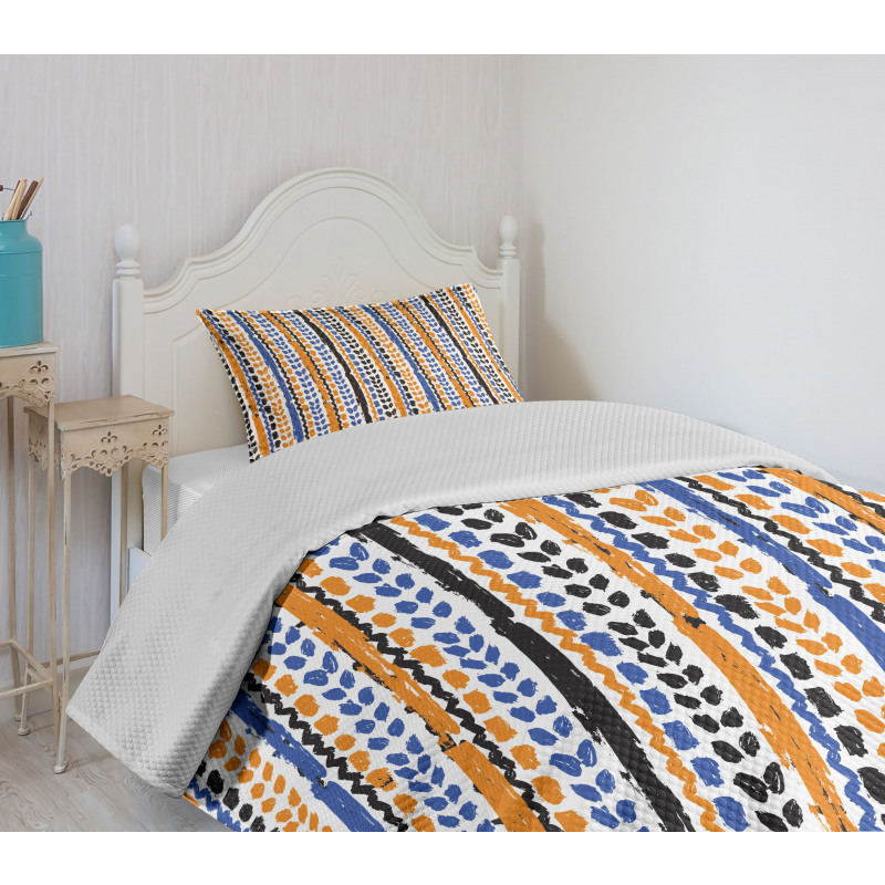 Watercolor Zigzag Lines Bedspread Set