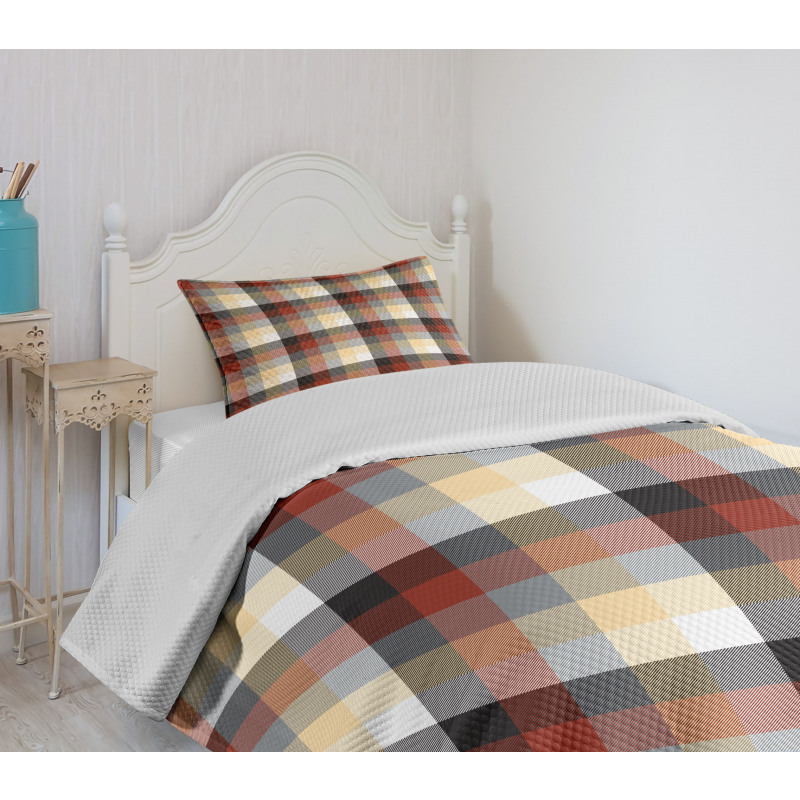 Colorful Quilt Motif Abstract Bedspread Set