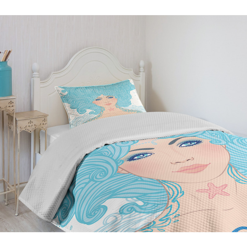 Blue Woman Bedspread Set