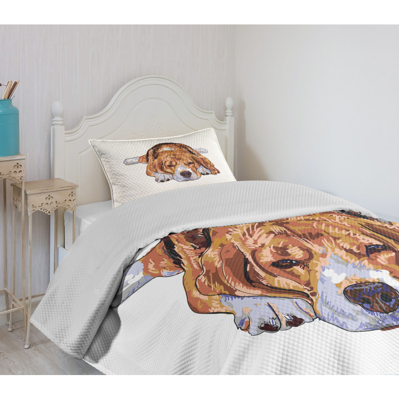 Old Dog Resting Sketch Bedspread Set