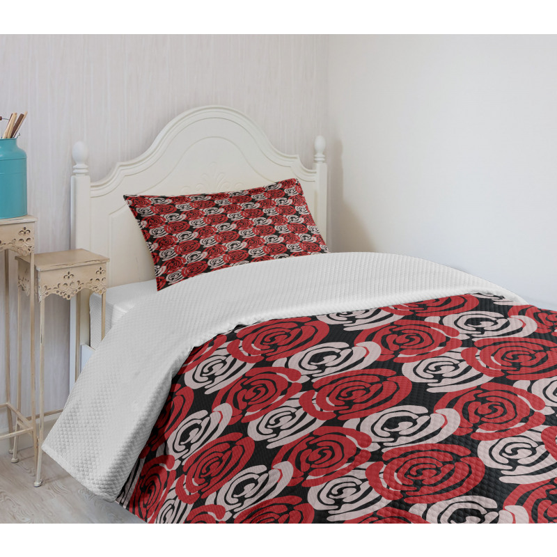 Digital Featured Rose Bedspread Set