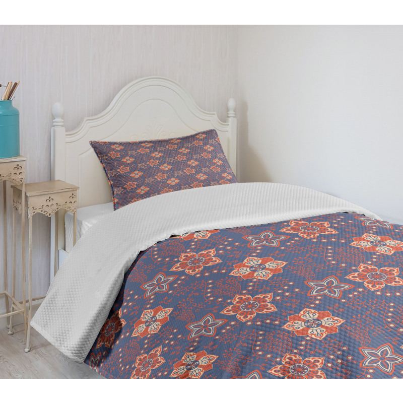 Flower Scroll Swirls Bedspread Set