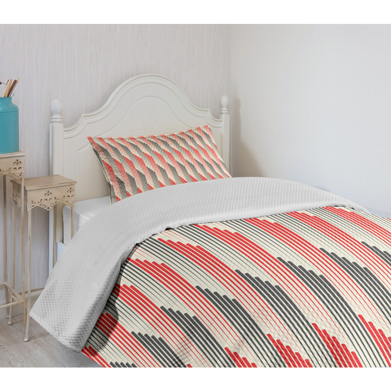 Retro Bicolor Striped Bedspread Set