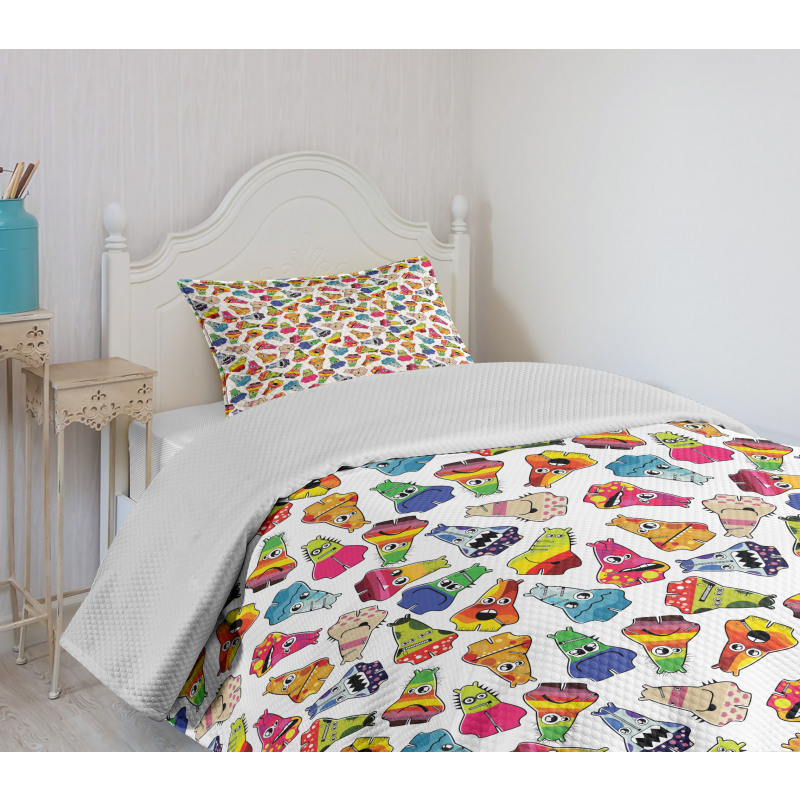 Playful Friendly Monsters Bedspread Set