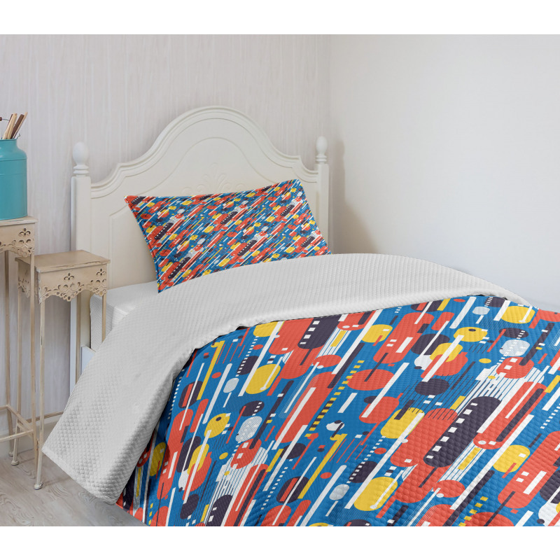 Diagonal Shapes Design Bedspread Set