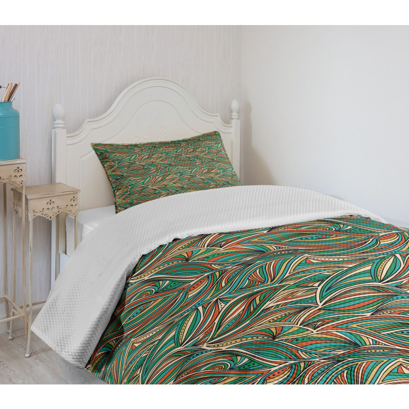 Colorful Swirled Lines Bedspread Set