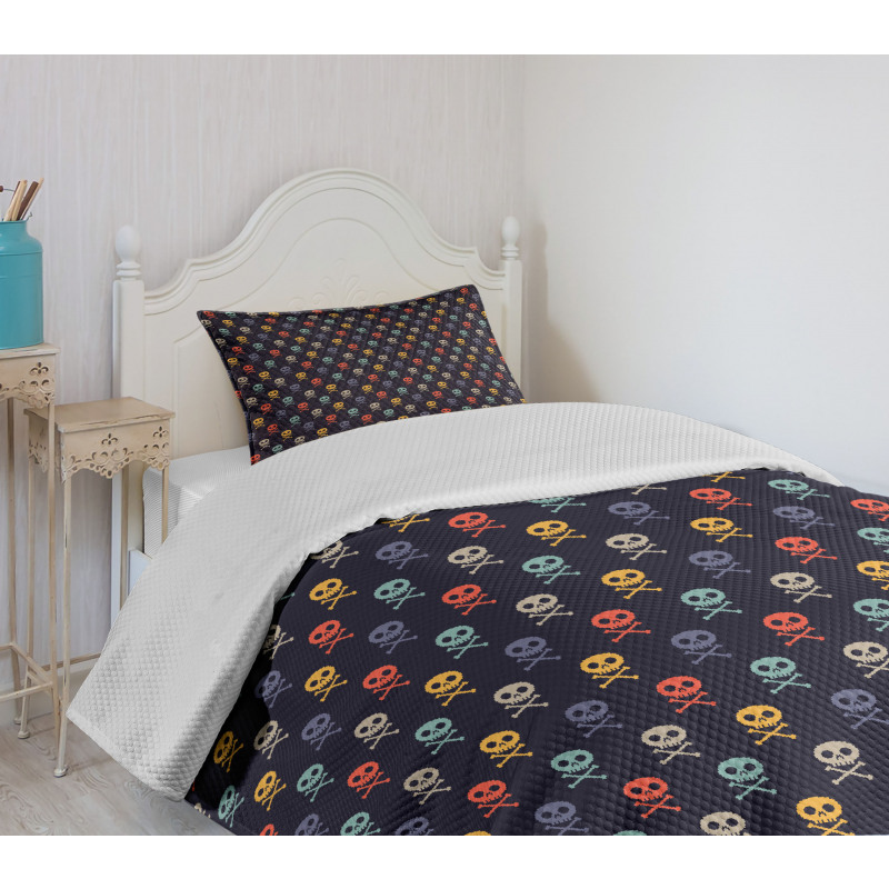 Skulls with Bones Bedspread Set