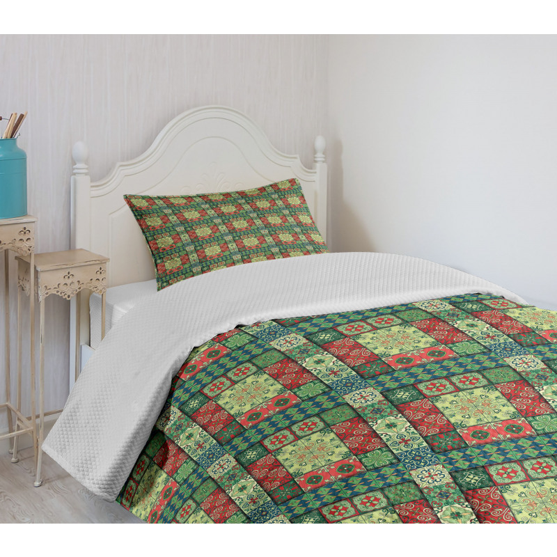 Colorful Azulejo Tiles Bedspread Set