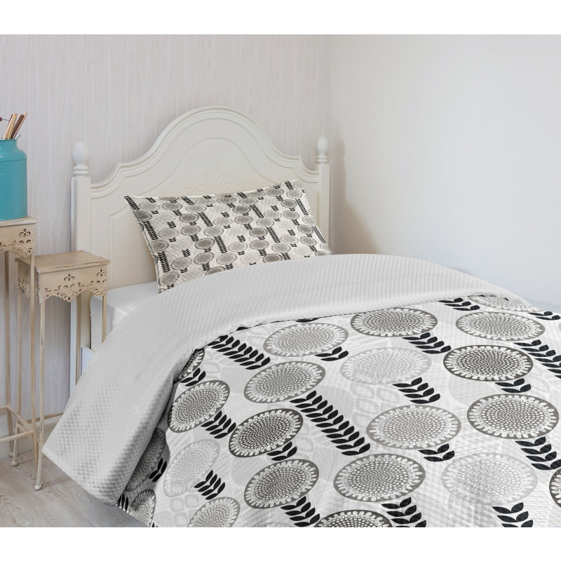 Greyscale Spring Bloom Bedspread Set