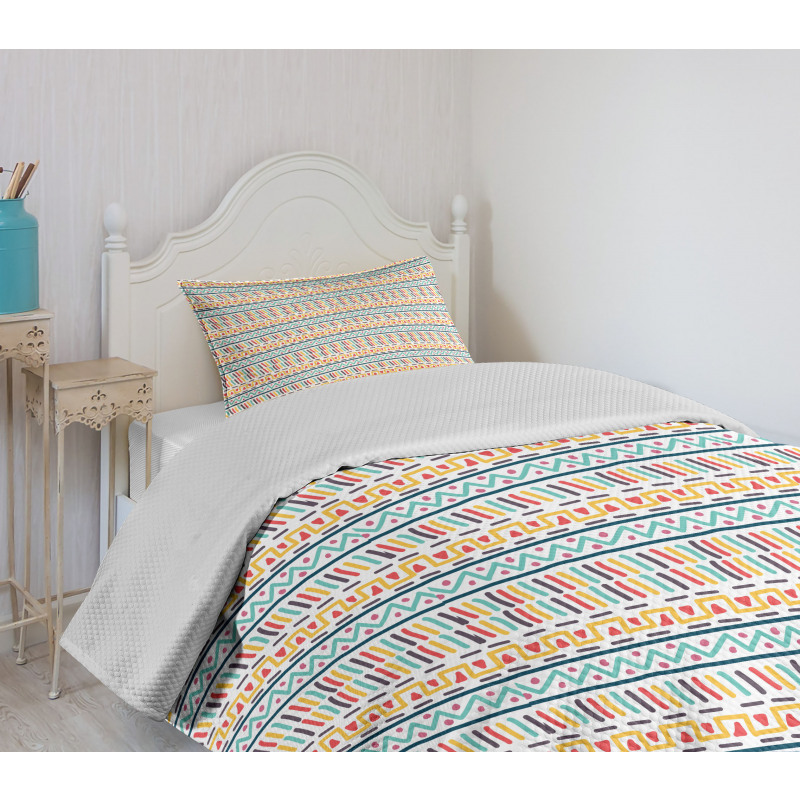 Doodle Colorful Shapes Bedspread Set