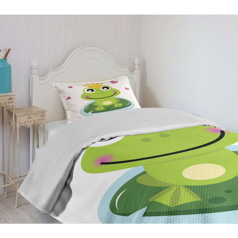 Cartoon Frog Prince Bedspread Set