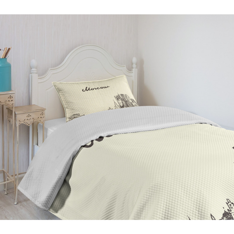 Sketch Style Moscow Bedspread Set