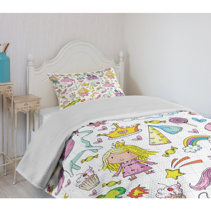 Girls Fairytale Theme Bedspread Set