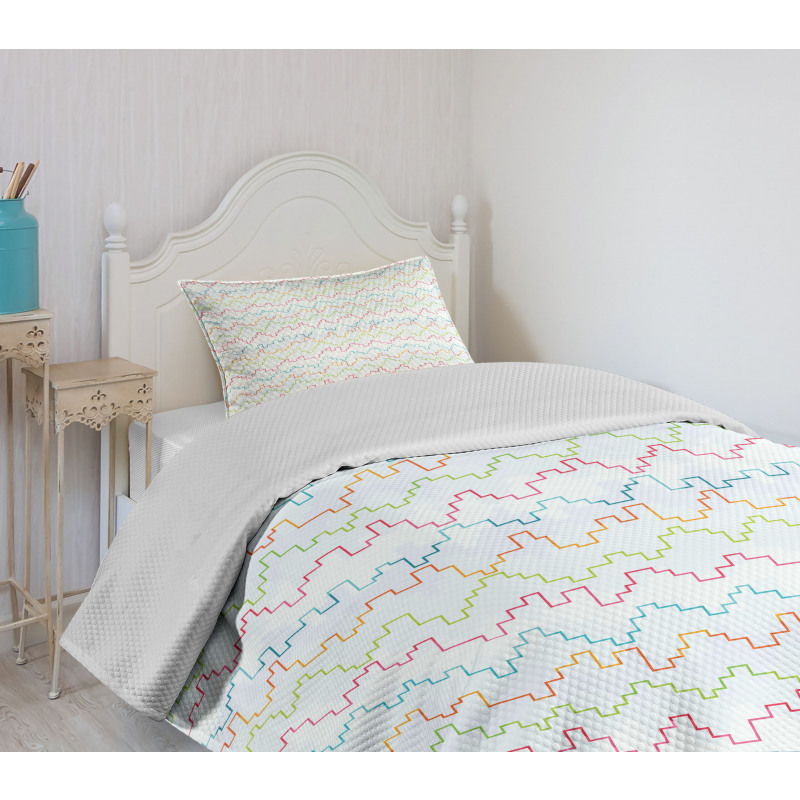 Pixel Zigzag Waves Bedspread Set