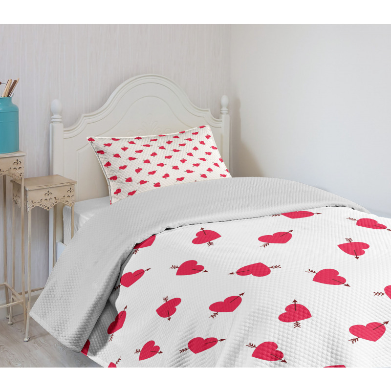 Cartoon Hearts Love Bedspread Set