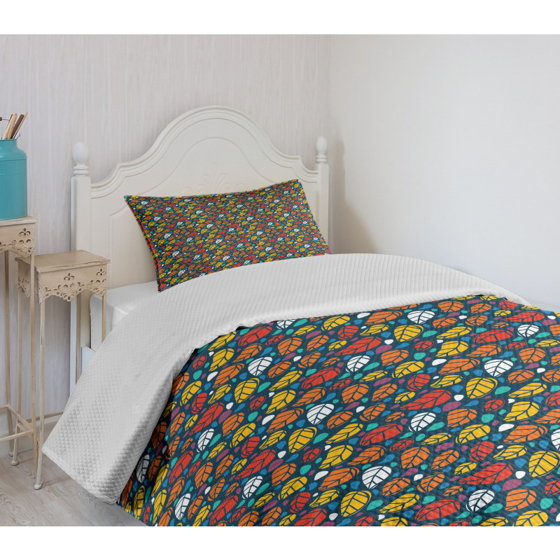 Doodle Leaves Nature Bedspread Set