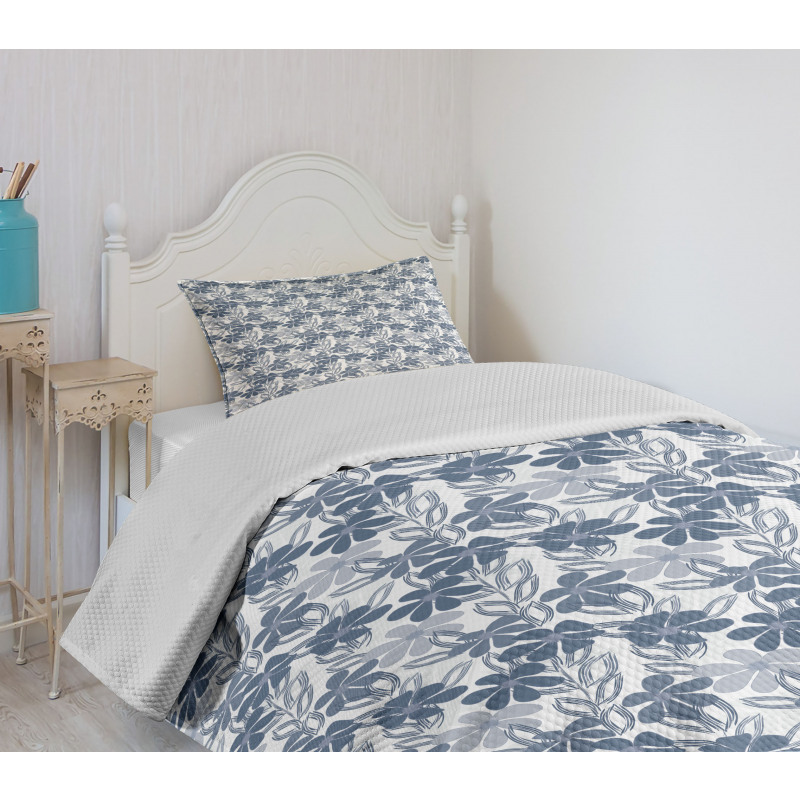 Pastel Colors with Leaves Bedspread Set