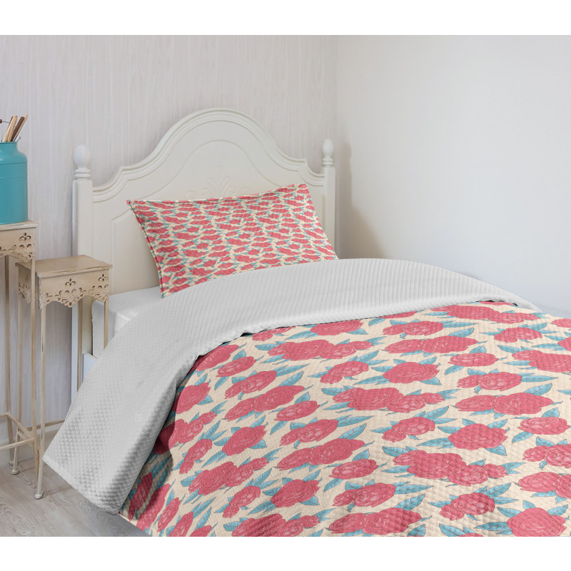 Gentle Rose Design Bedspread Set