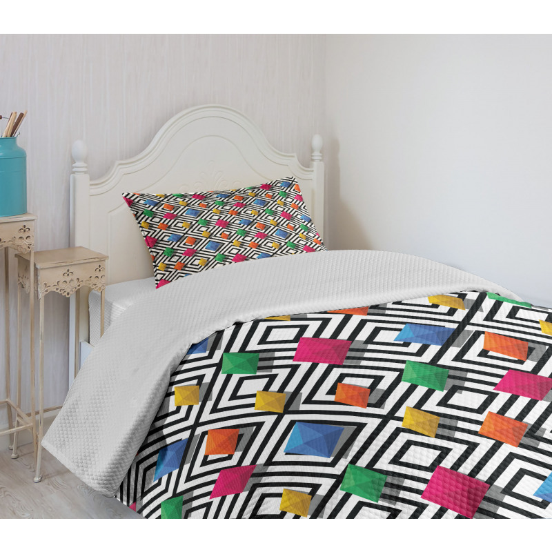 Colorful 3D Shapes Bedspread Set