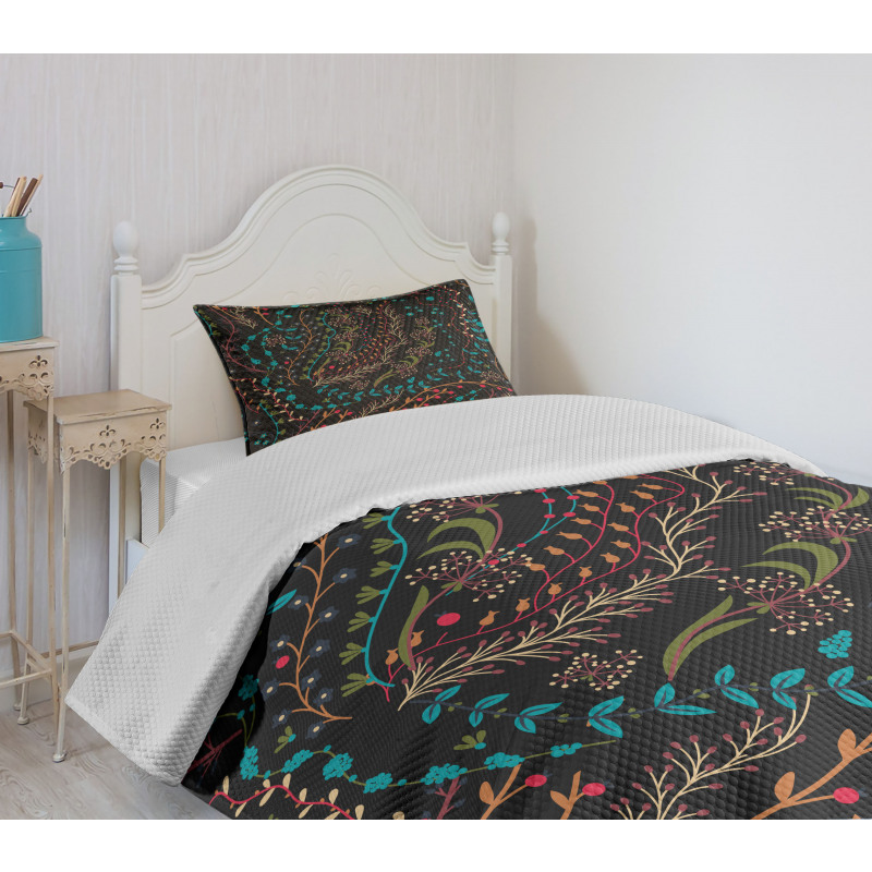 Herbs Blooming Stems Bedspread Set