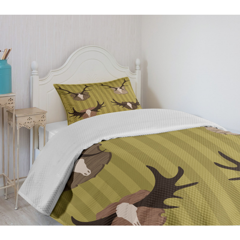 Deer Mous Horns Trophy Bedspread Set