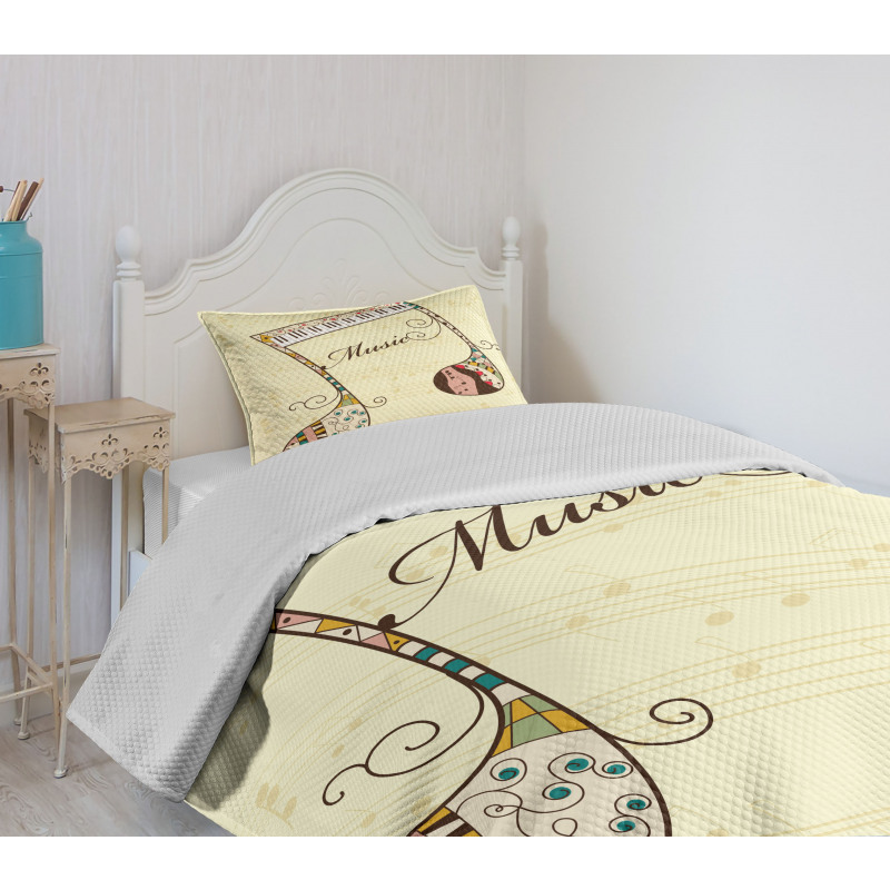 Keyboard Musical Note Bedspread Set