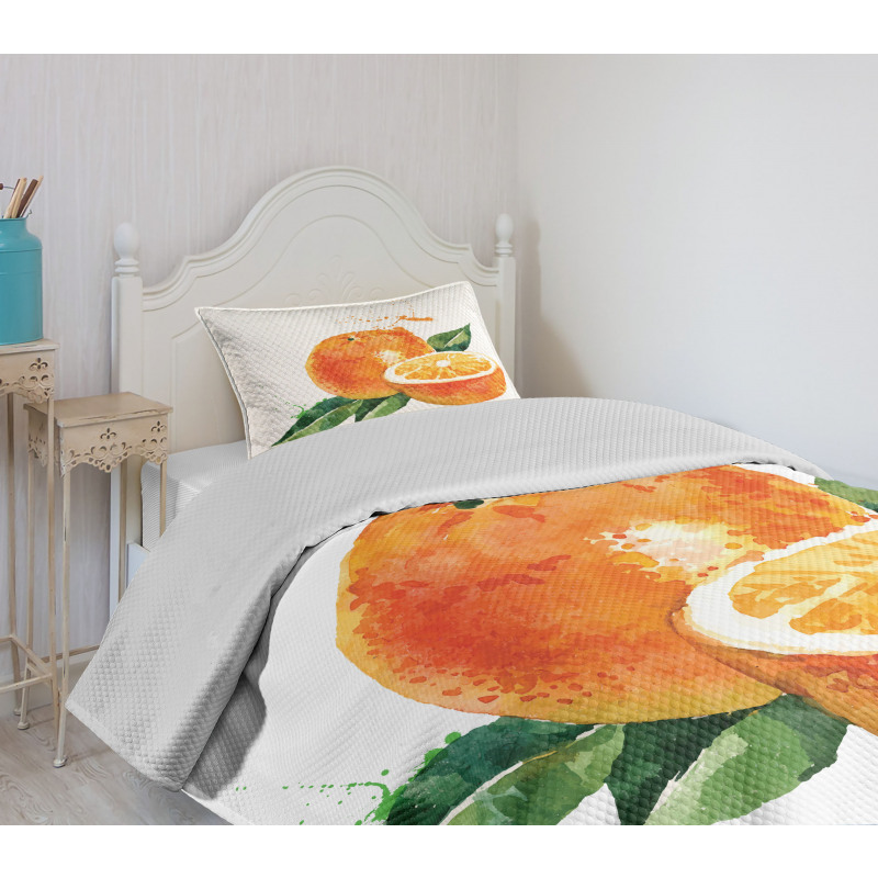 Watercolor Orange Art Bedspread Set