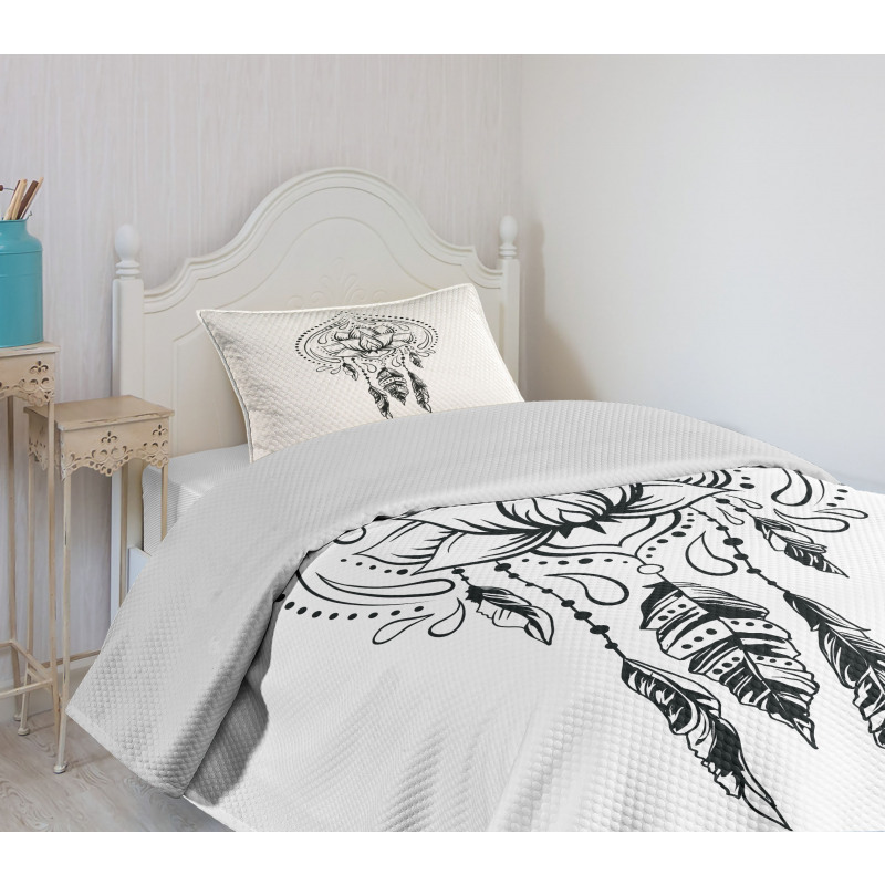 Doodle Paisley Design Bedspread Set